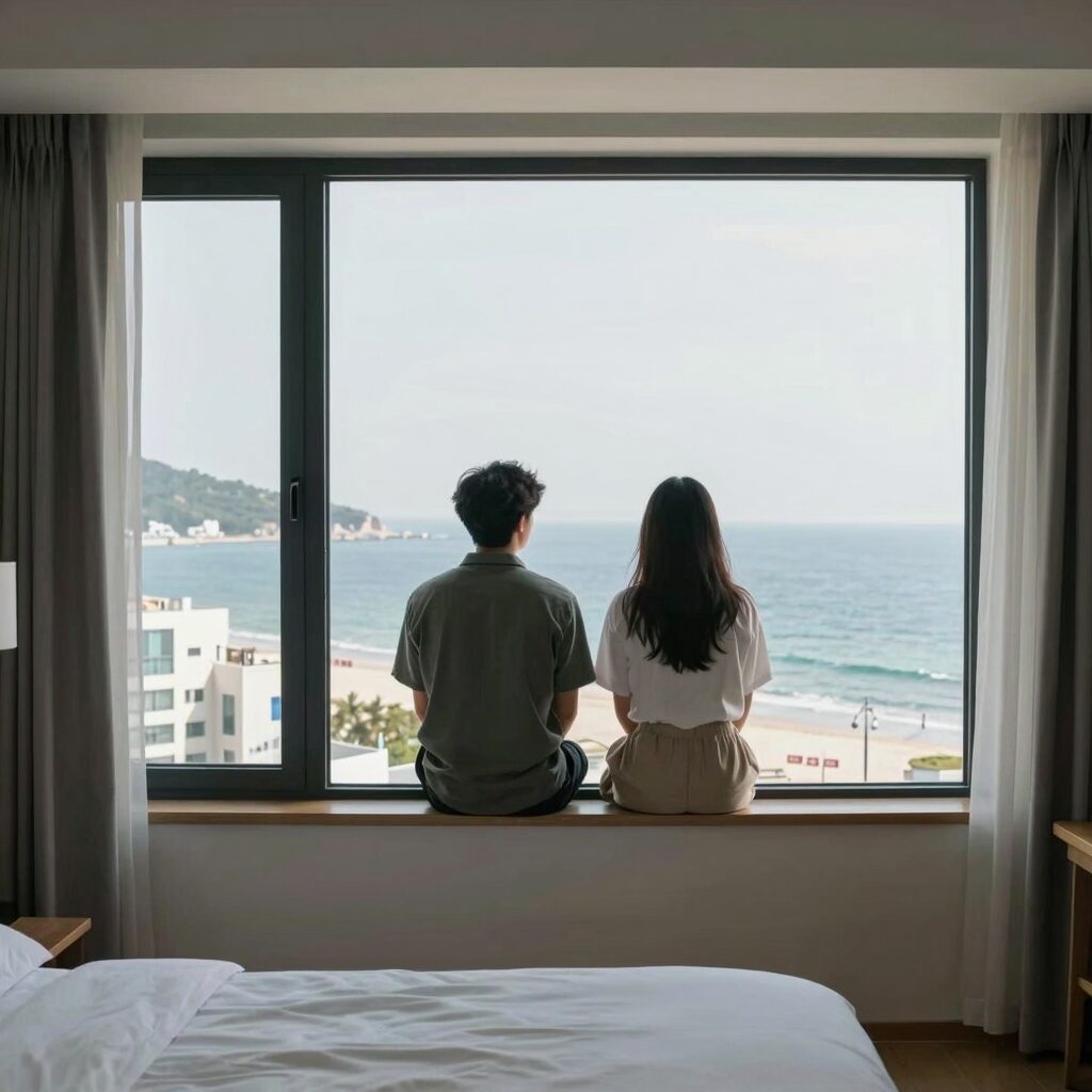 송정 폴마레펜션 객실에서 바라본 오션뷰 전경