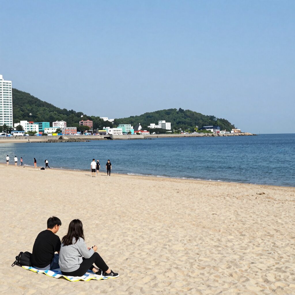 부산 송정해수욕장 펜션에서 바라본 오션뷰 파노라마