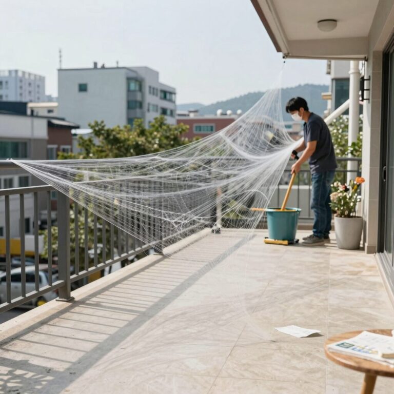 베란다 거미줄 제거 후 청결한 공간 사진