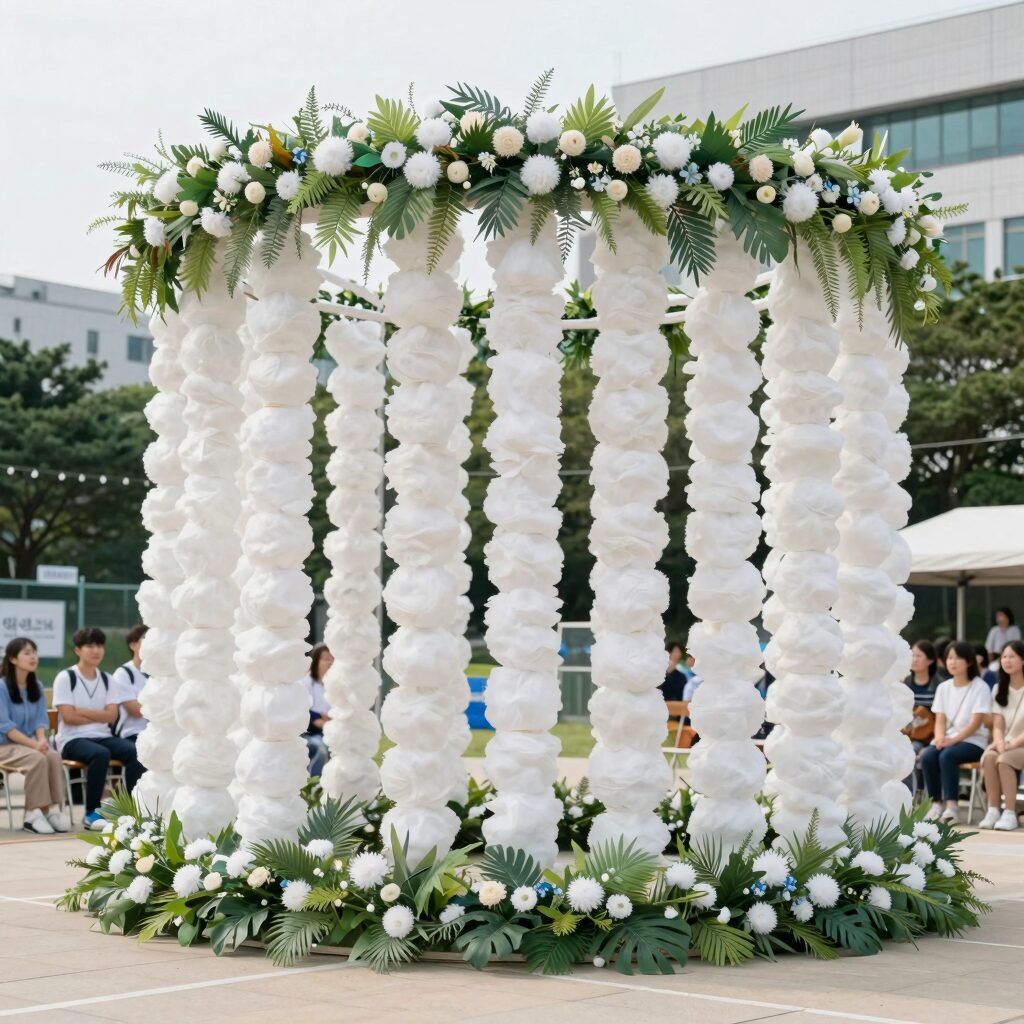 여름성경학교 예배실 꾸미기 구름기둥 불기둥 가랜드 포토존 현장 사진