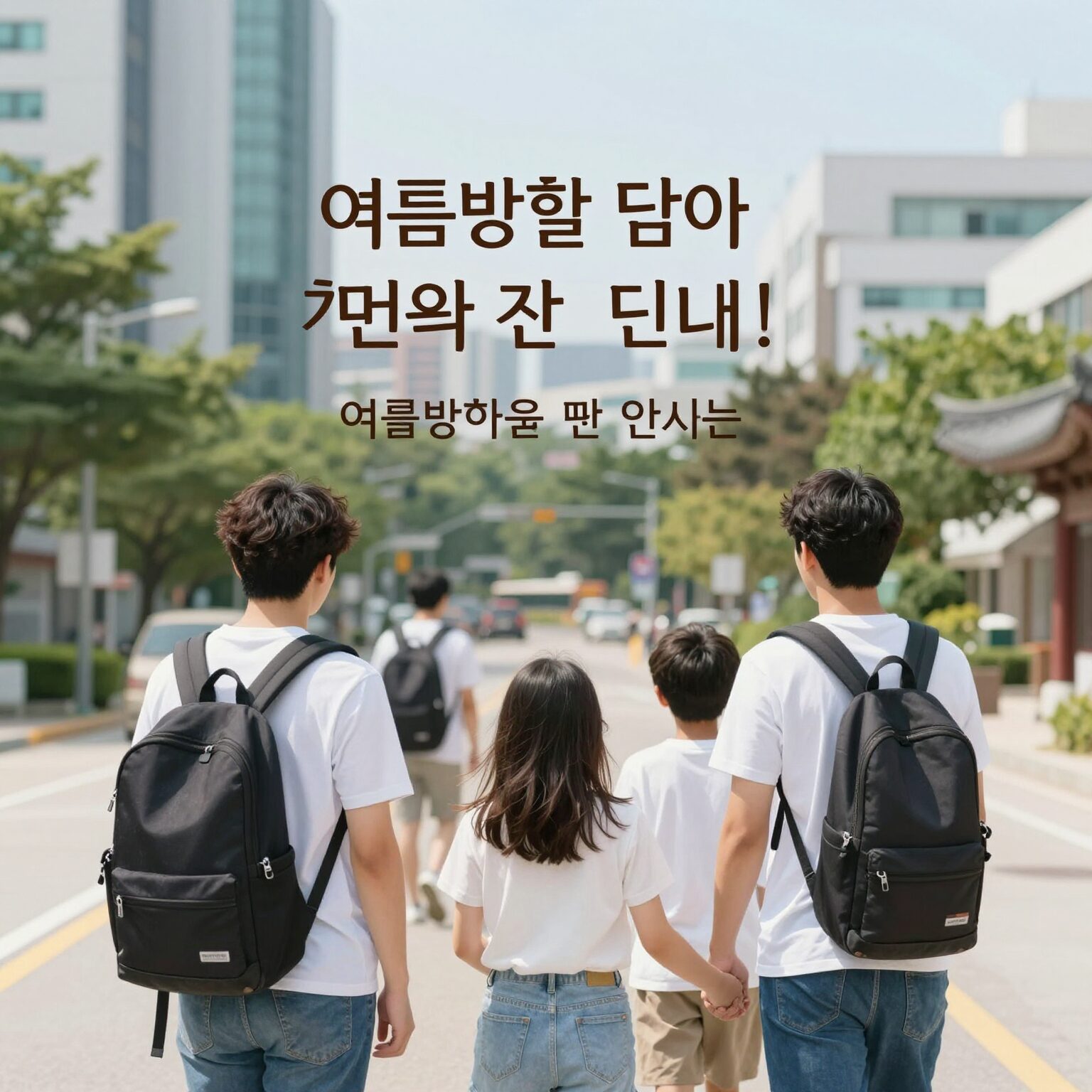 여름방학을 맞아 친구와 가족에게 보내는 인사말 카드 이미지