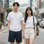 인스타 감성 여름 커플티 세트 여름 커플티 세트로 연출한 마틴플랜 수피마 반팔티 커플룩