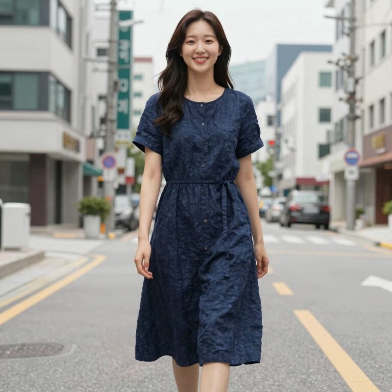 여름 린넨 원피스 루즈핏 미디 기장 여성 데일리룩