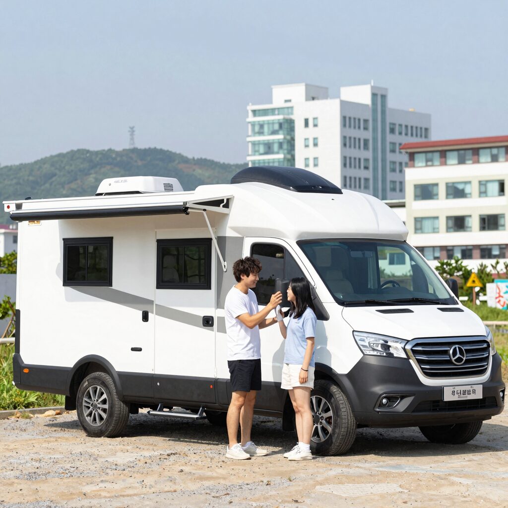 여름 휴가 성수기 차박 캠핑카 활용 모습