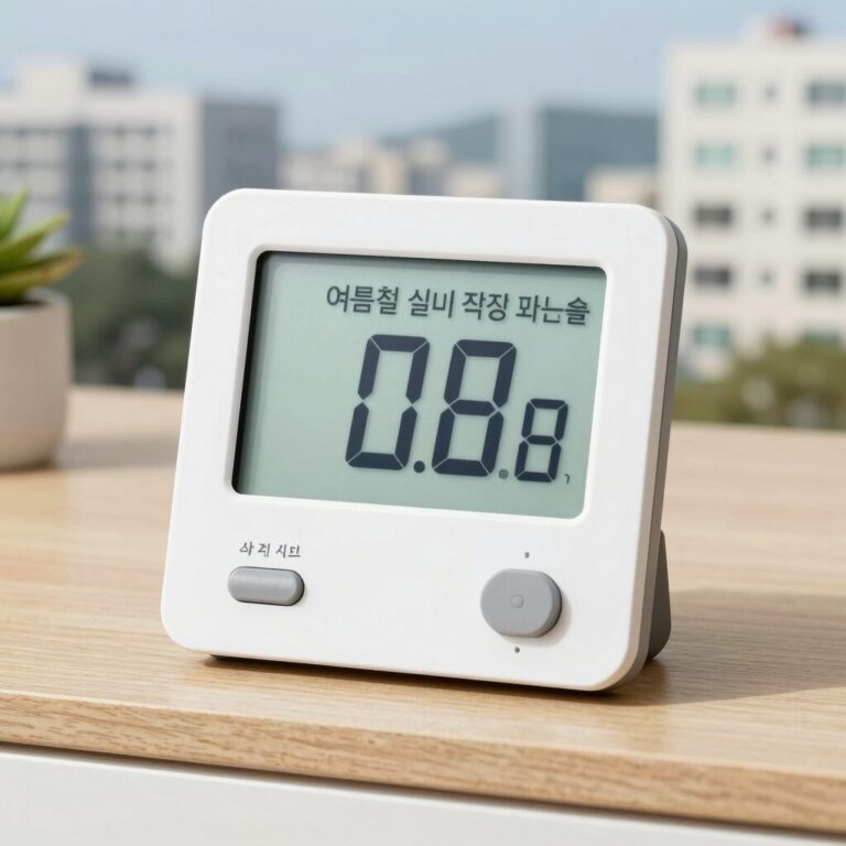 여름철 실내 적정 온도와 습도를 나타내는 온습도계 사진