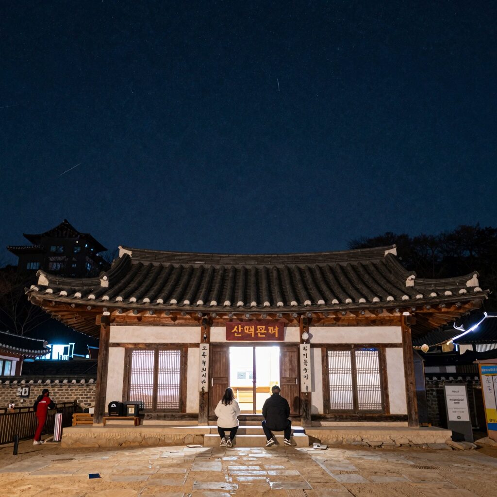 무주 선앤문펜션 앞 밤하늘에 반짝이는 별들