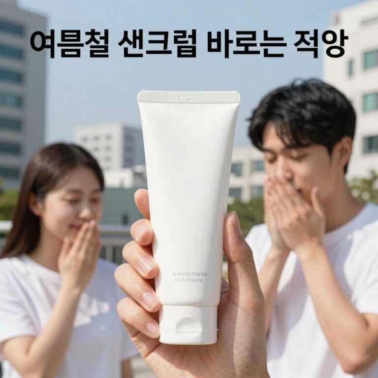 여름철 선크림 바르는 순서와 양 설명 이미지