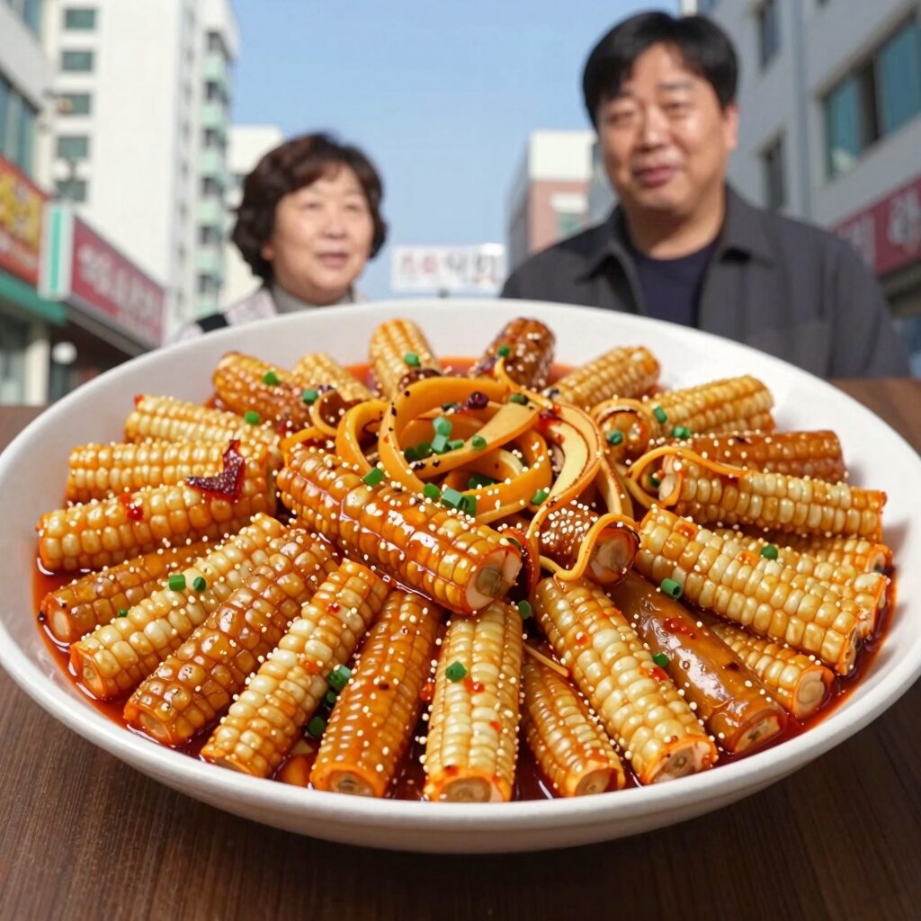 백종원 고구마줄기볶음 완성 접시에 담긴 모습