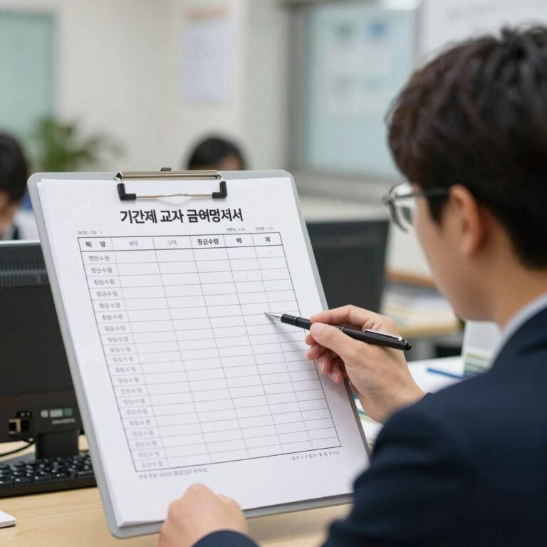 기간제 교사 급여명세서에서 정근수당 항목을 확인하는 이미지