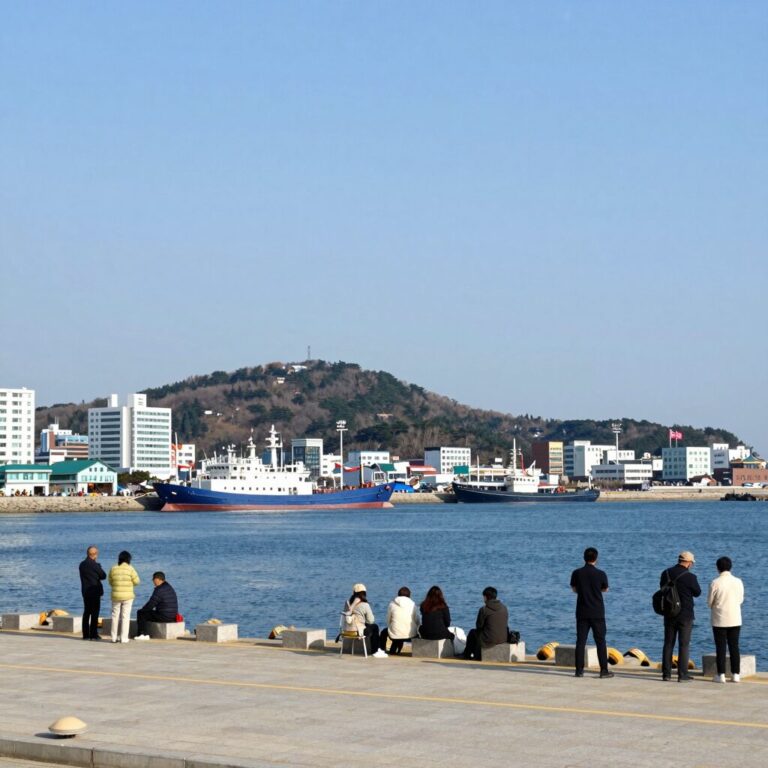 통영 동피랑에서 바라본 한려해상 풍경과 항구 전경