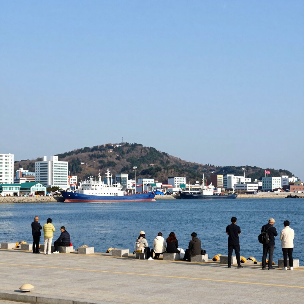 통영 동피랑에서 바라본 한려해상 풍경과 항구 전경