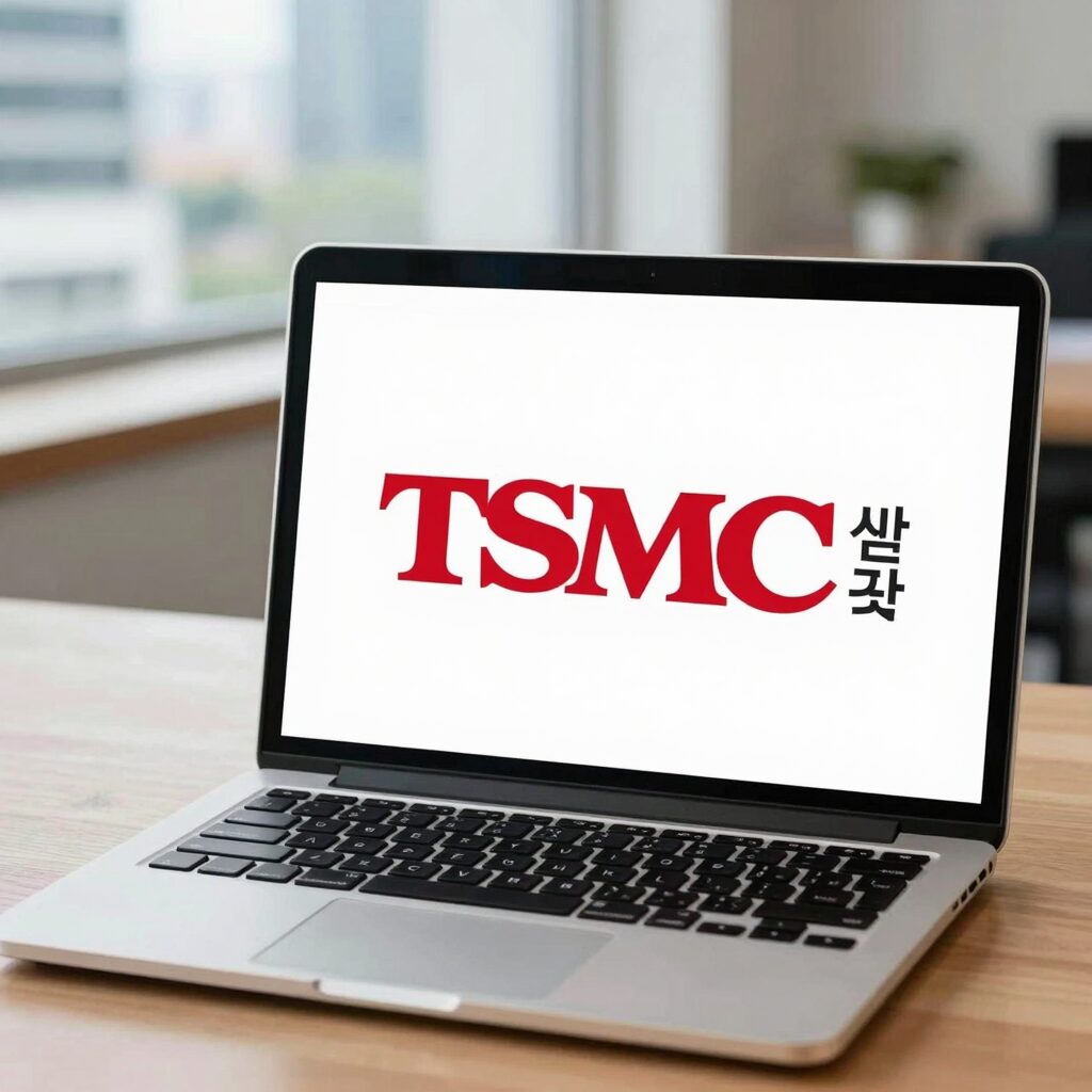 TSMC 실적발표 시간을 확인하는 투자자의 노트북 화면