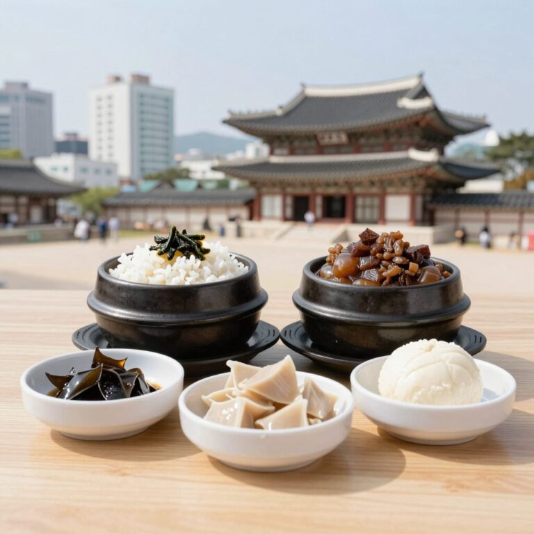 위례 삼계탕 수복삼계탕 숭늉삼계탕과 오곡삼계탕이 나란히 놓인 테이블 사진