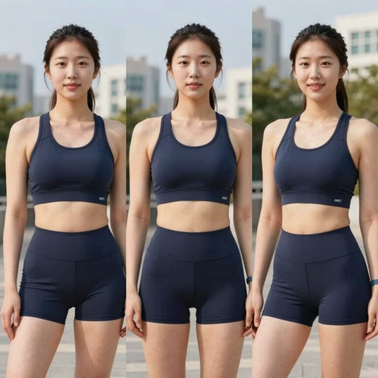 여성 트레이닝 반바지 스타일별 비교 사진 러닝용 와이드 피그먼트