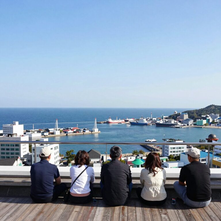 양양 투와이호텔 루프탑에서 바라본 바다와 항구 전경