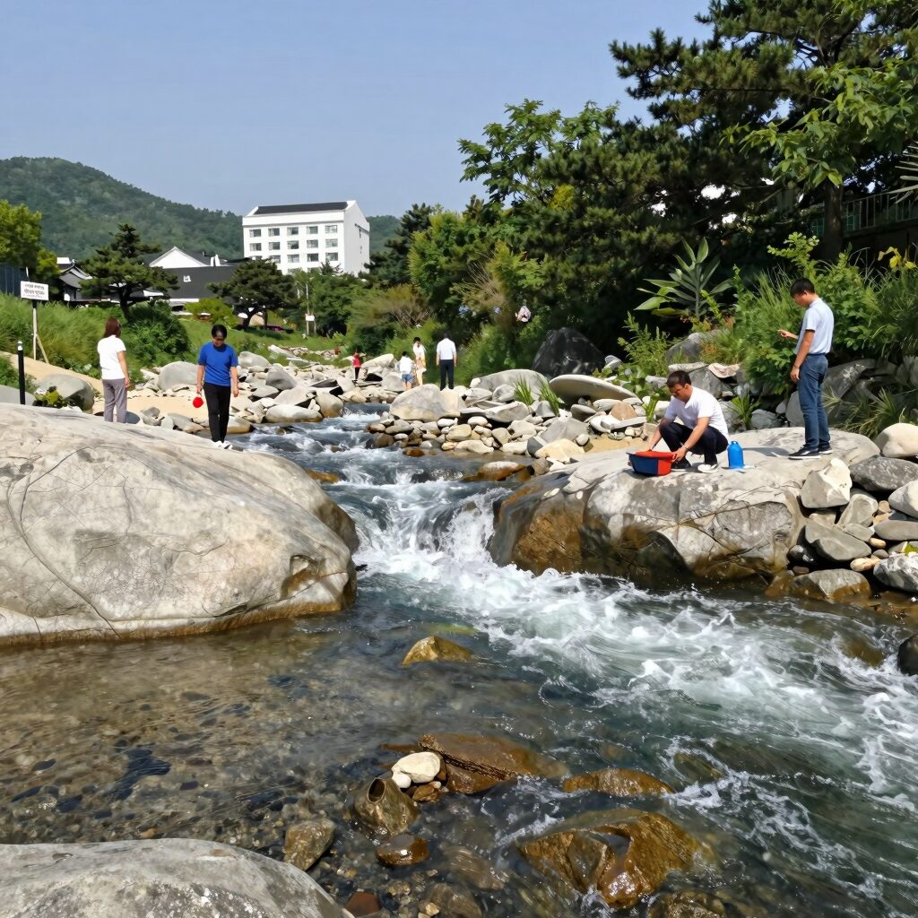 양양 공수전계곡의 시원한 계곡물과 주변 풍경