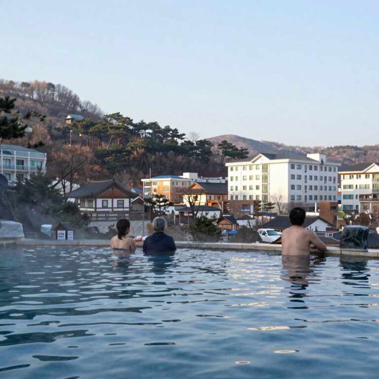 연인산 온천 리조트 야경 풍경