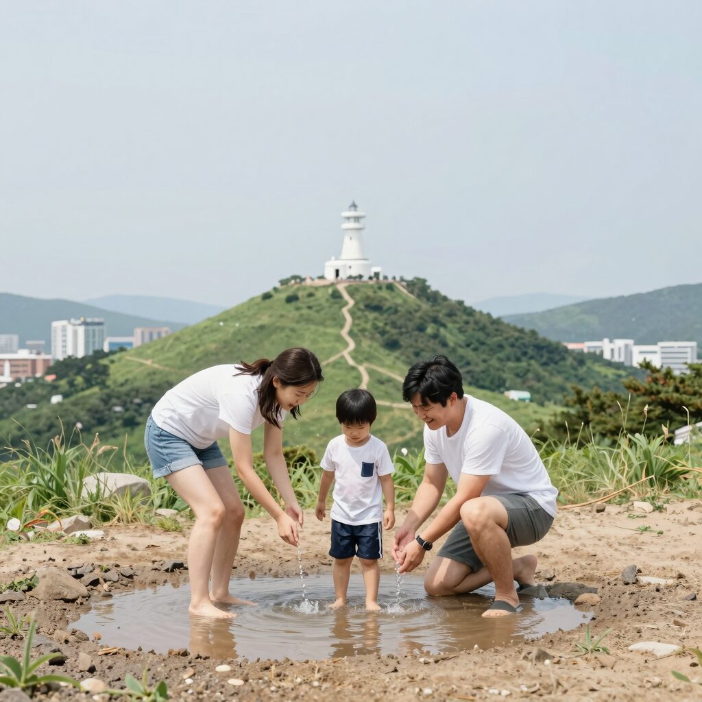 용평 피크 아일랜드 야외 인피니티풀에서 물놀이를 즐기는 가족