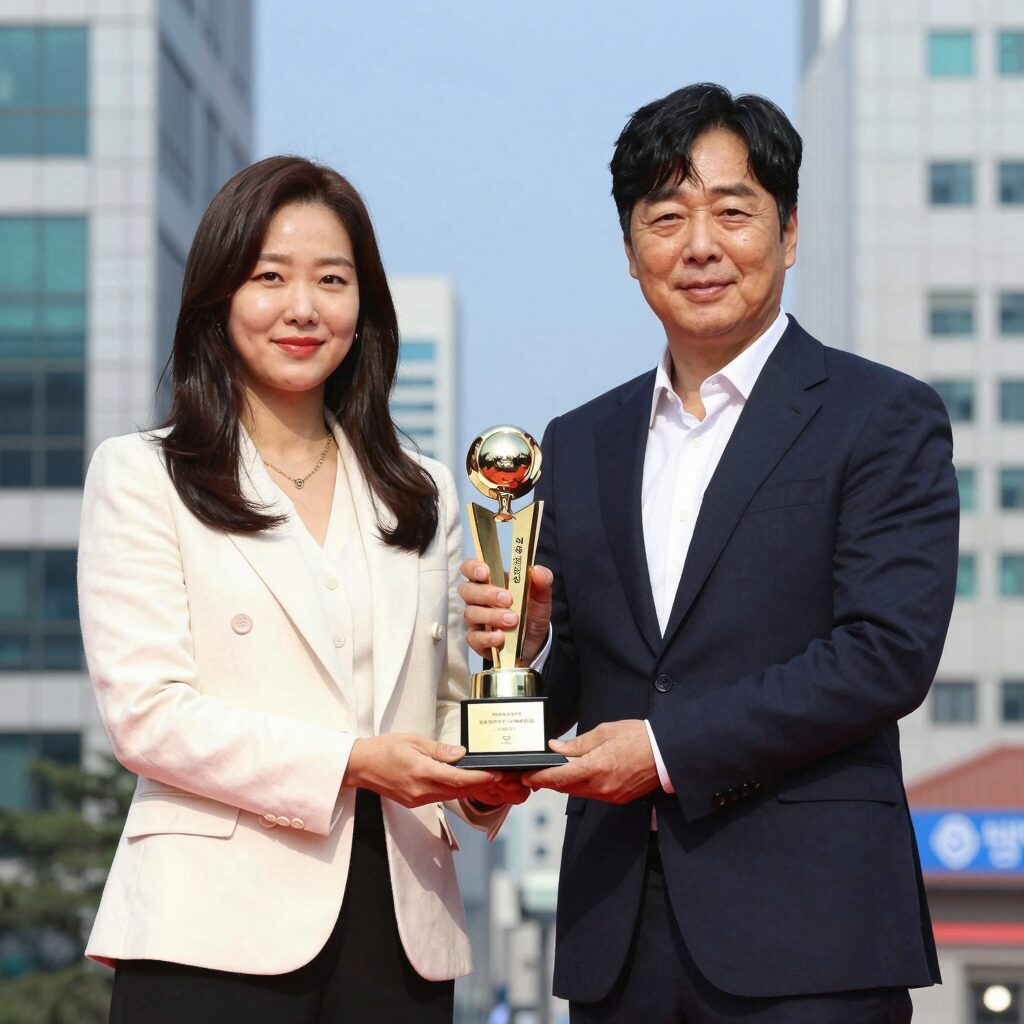 박보경 배우 청룡시리즈어워즈 여우조연상 트로피를 들고 수상 소감을 전하는 모습
