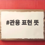 관용 표현 뜻 쉽게 이해하기 관용 표현 뜻