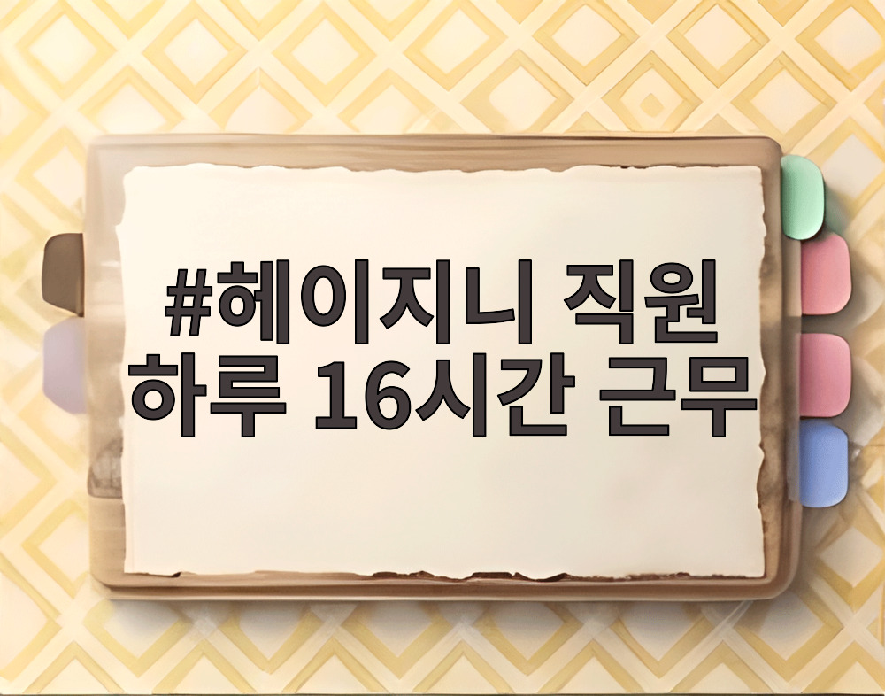 헤이지니 직원 하루 16시간 근무